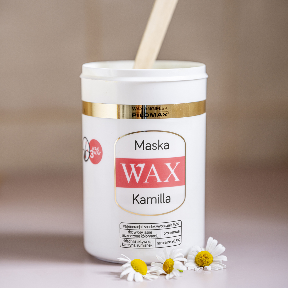 Maska wygładzająca i nawilżająca do włosów farbowanych jasnych WAX KAMILLA 480ml