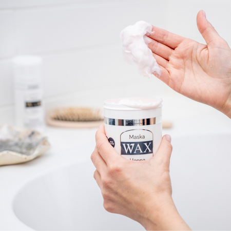 Maska nawilżająca na wypadanie włosów ciemnych, niefarbowanych WAX HENNA 480ml