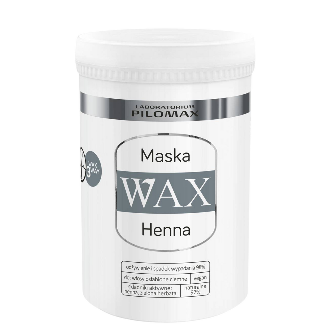 Maska nawilżająca na wypadanie włosów ciemnych, niefarbowanych WAX HENNA 480ml